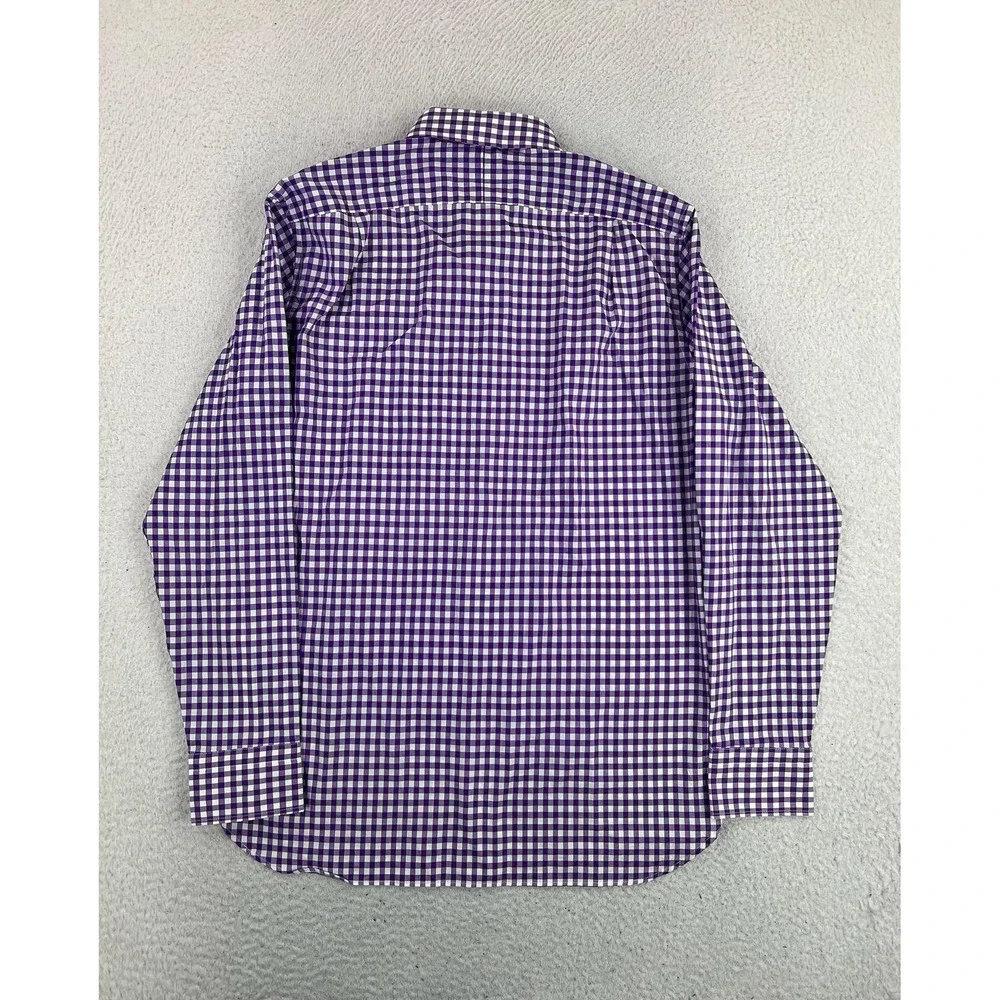 J.Crew Mens Purple Gingham Slim Fit Dress Shirt 15.5 34/35 120s 2-Ply Cotton